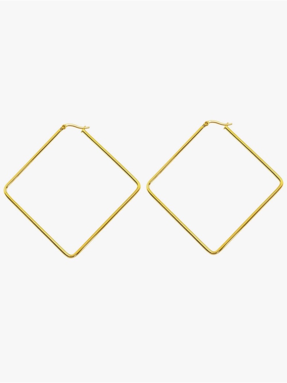 57MM Gold Plated Square Hoop Earrings - Picture 2 of 4
